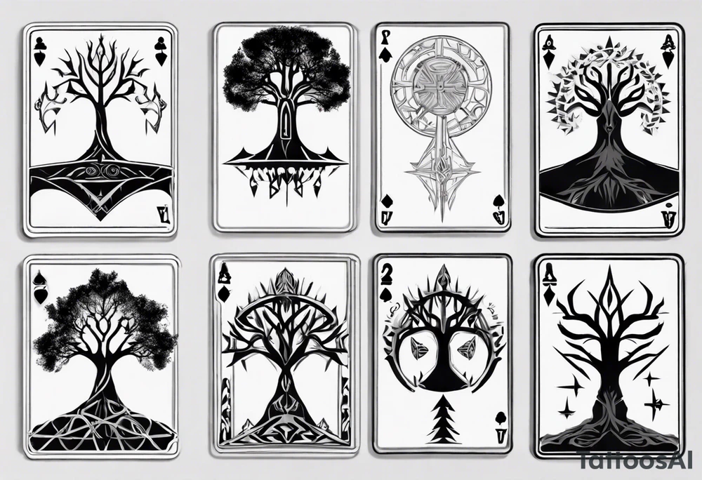 White Tree of Gondor, Geometric symbols, Nordic cross, playing card, lord of the rings, Native American headdress, tattoo idea