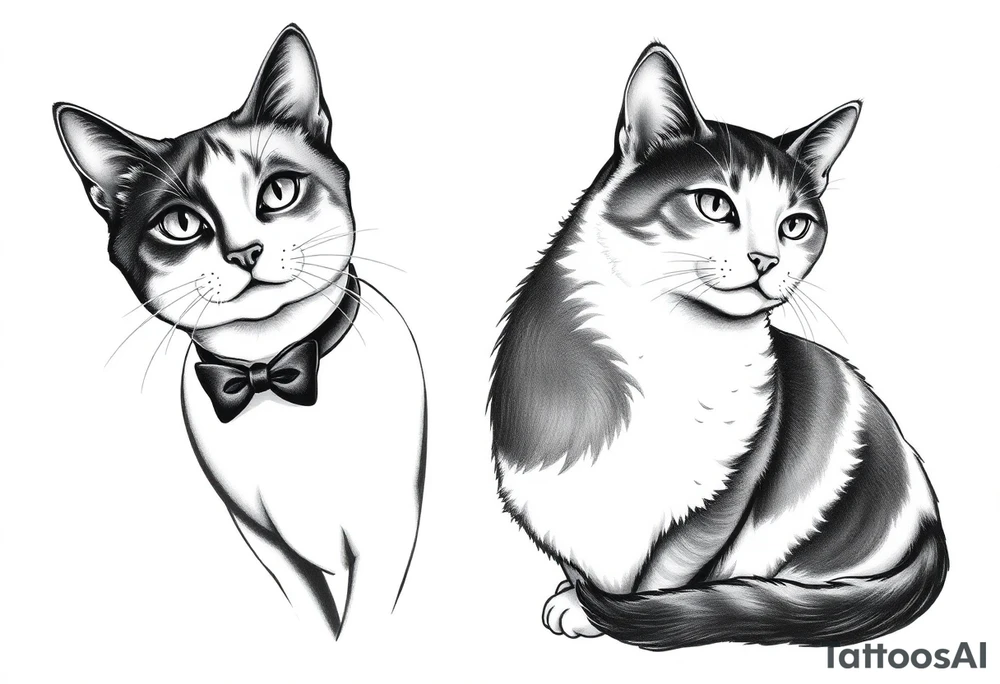 A tuxedo cat and a calico cat tattoo idea