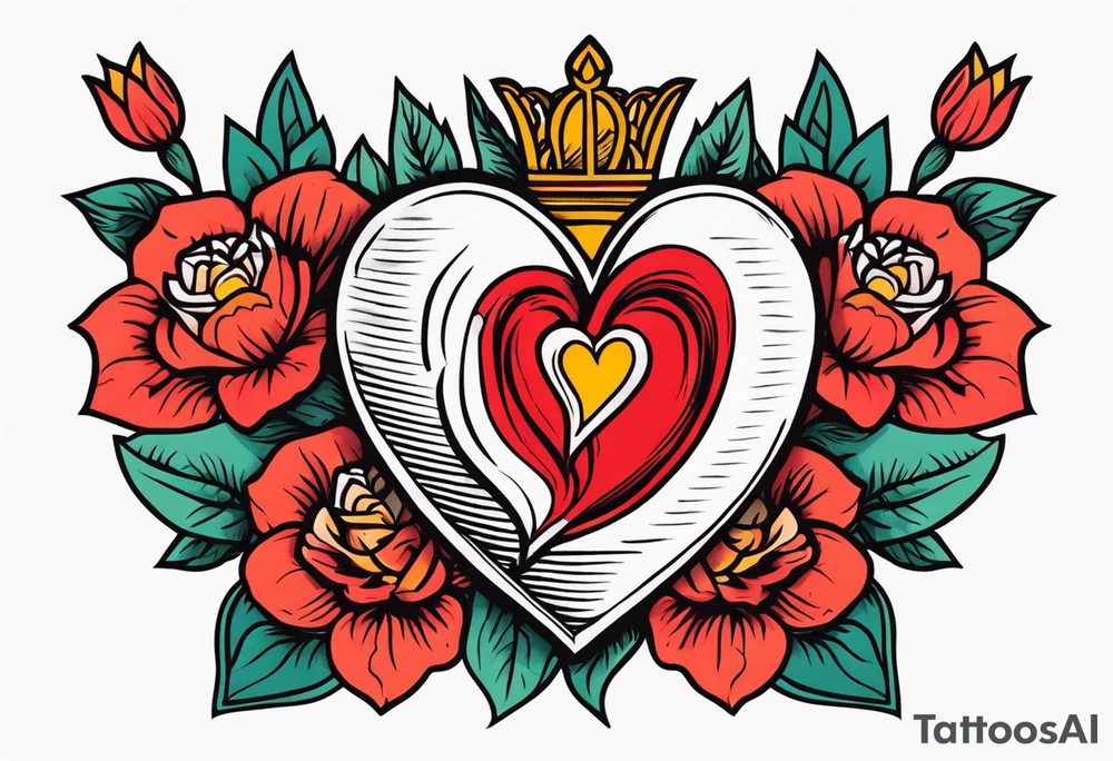 sacred heart vintage traditional tattoo simple sketch old school bold colors with banner christian
sympbol
flowers tattoo idea