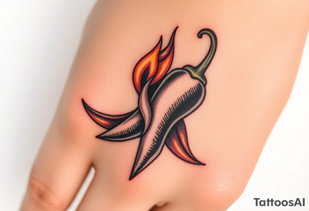 Chili pepper and fire tattoo idea