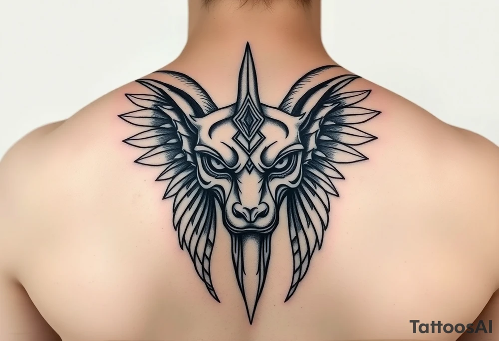 powerful majestic anubis face tattoo idea