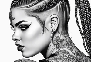 Bikergirl with boxer braids tattoo idea