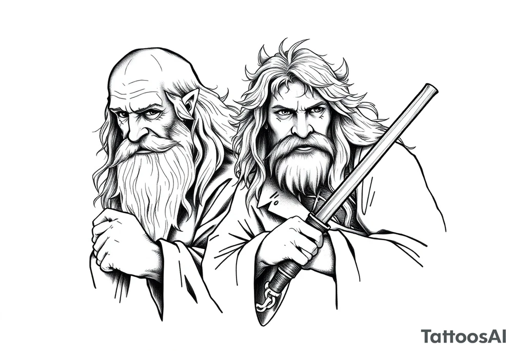 Gandalf and frodo journeying together tattoo idea