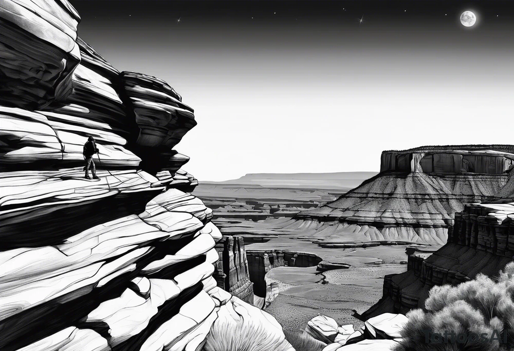 Forearm vertical, canyonlands national park, male hiker, female hiker tattoo idea