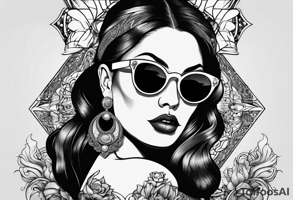 capricorn woman sunglasses big titts tattoo idea