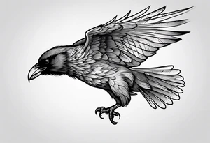 draw the outline of a flying raven tattoo idea