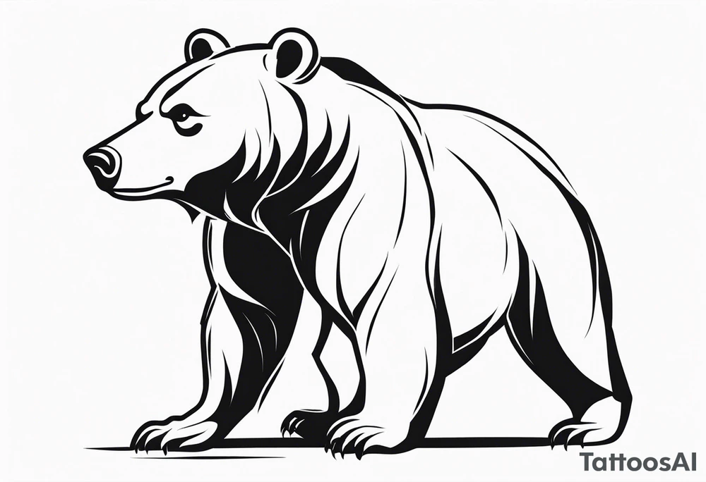 a bear which look at his right, in an attack position. tattoo idea a bear which look at his right, in an attack position. tattoo idea