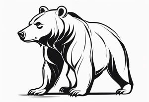 a bear which look at his right, in an attack position. tattoo idea