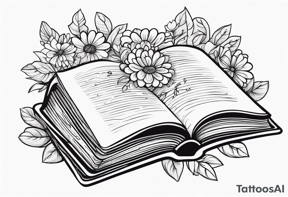 An open book with flowers growing out of it tattoo idea
