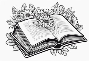 An open book with flowers growing out of it tattoo idea