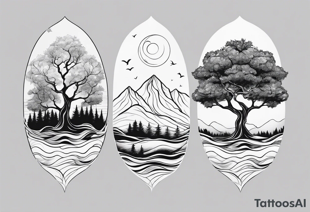 Three trees fineline simple tattoo idea