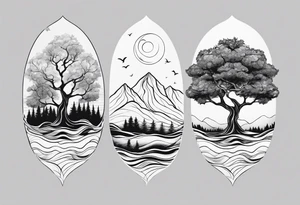 Three trees fineline simple tattoo idea