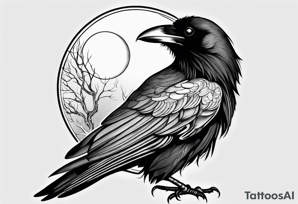 Raven with an eclipse tattoo idea