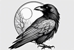 Raven with an eclipse tattoo idea