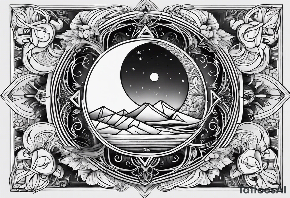 elegant line 
dainty 
spiritual 
moon 
sun 
arrow
spine
narrow tattoo idea