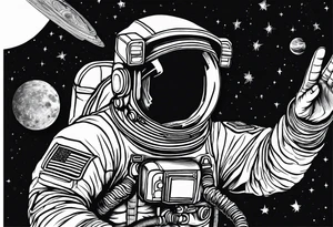 Astronaut reaching hand out to space tattoo idea