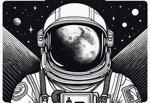 astronaut, minimalist, simple tattoo idea