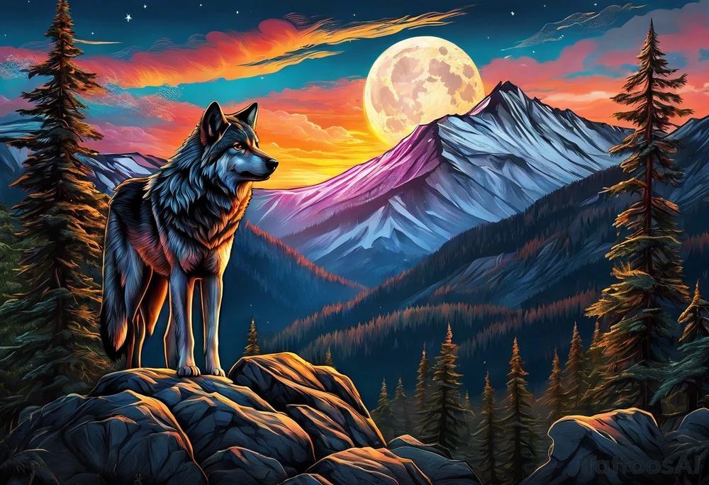 Mountains
Wolf
Forest
Sunset
Moon tattoo idea