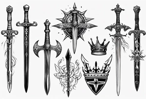 Sword and crowns tattoo idea