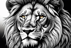 majestic lion with fire tattoo idea