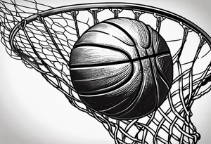 Basketball going through net tattoo idea