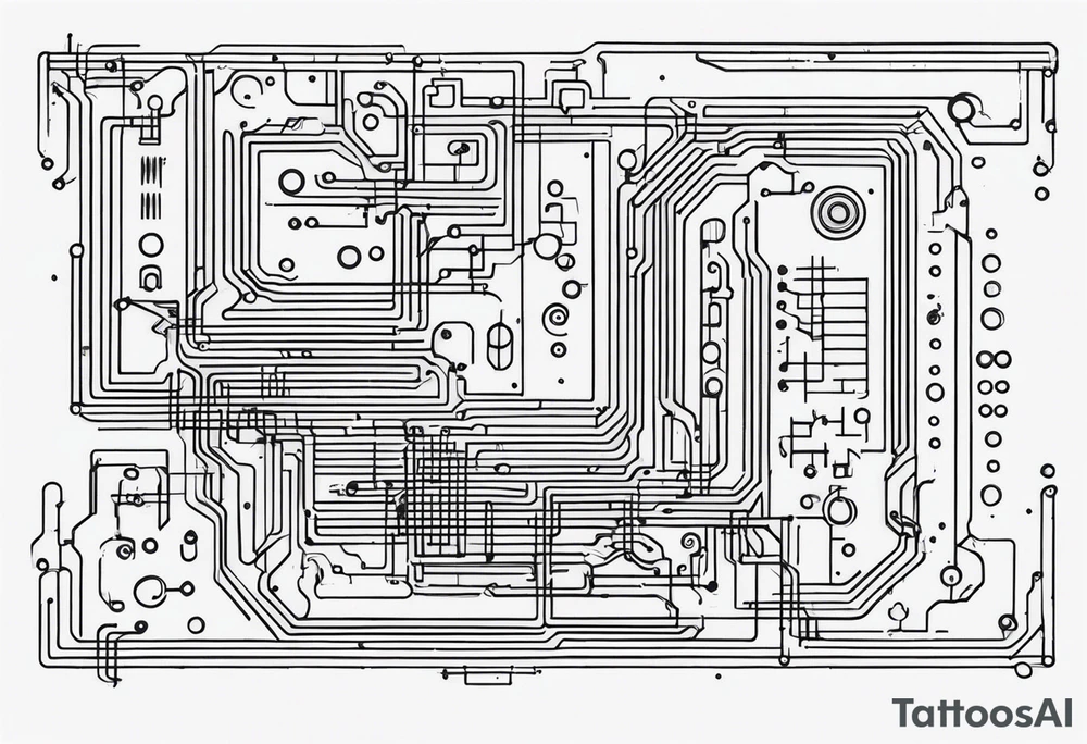 geometric circuit board lines tattoo idea