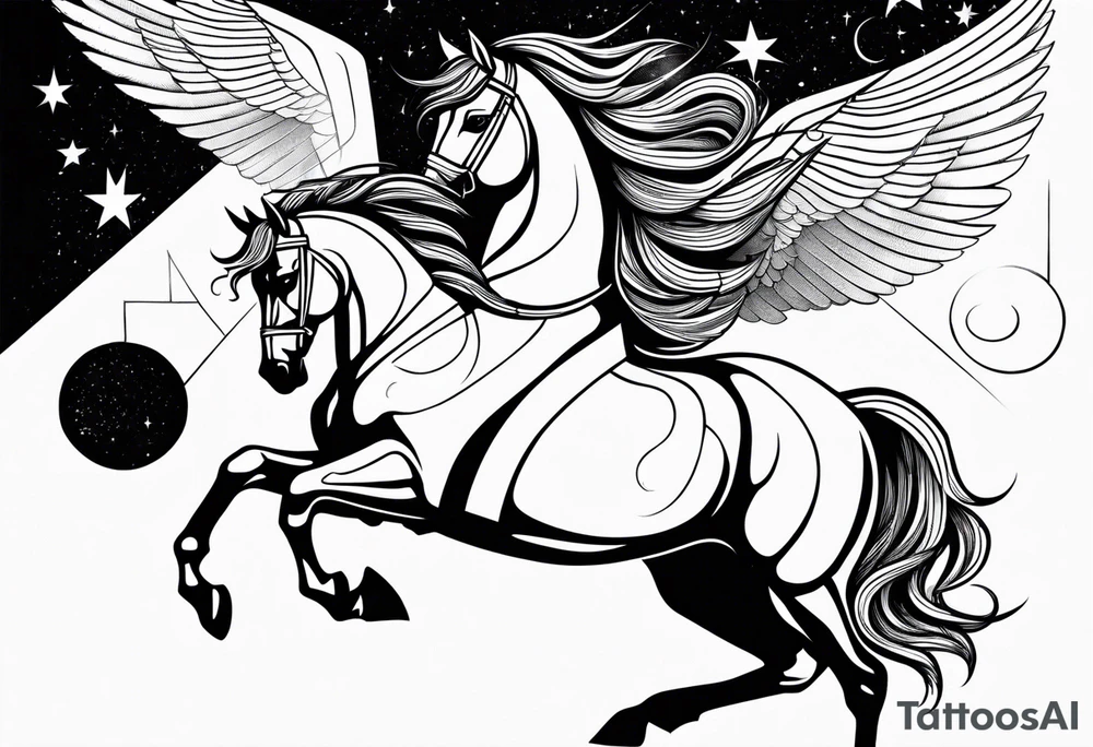 powerful horse and its rider, freedom, equality, trust, love, stars, maybe wings? tattoo idea