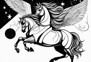 powerful horse and its rider, freedom, equality, trust, love, stars, maybe wings? tattoo idea