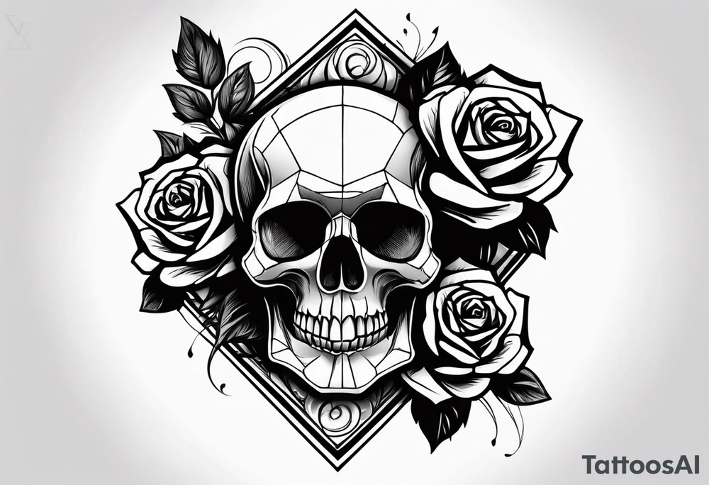 skull and roses and bold forearm tattoo idea