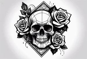 skull and roses and bold forearm tattoo idea