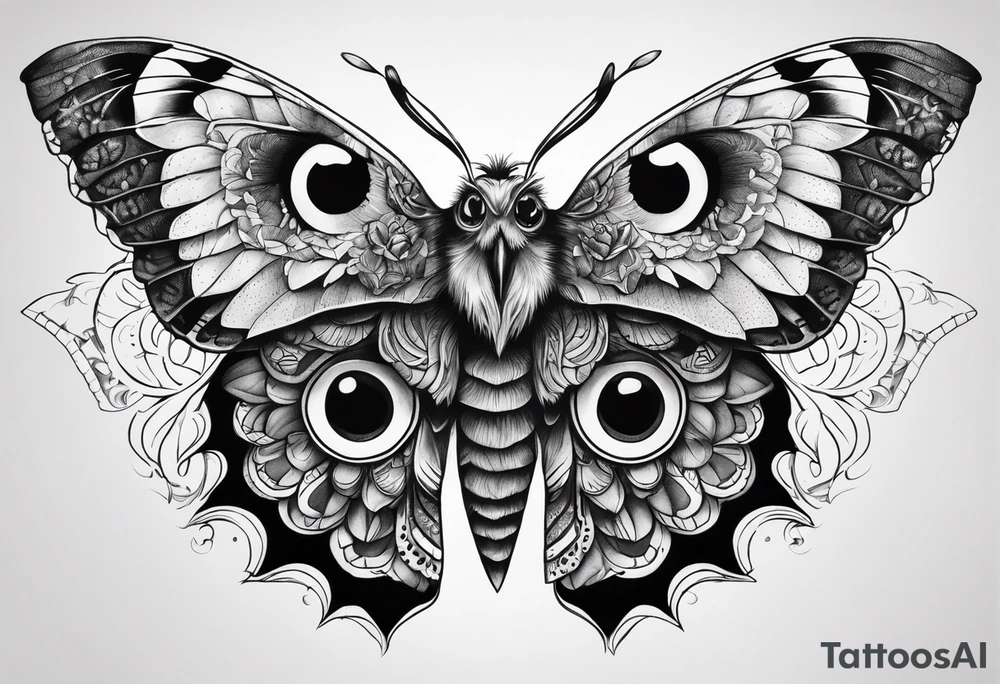 Dead head moth with owl eyes tattoo idea