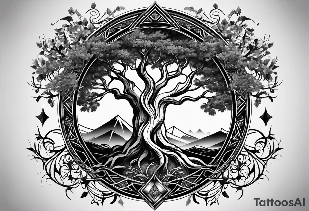 Yggdrasil simple with à losange tattoo idea