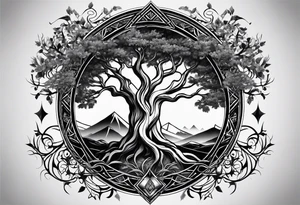 Yggdrasil simple with à losange tattoo idea