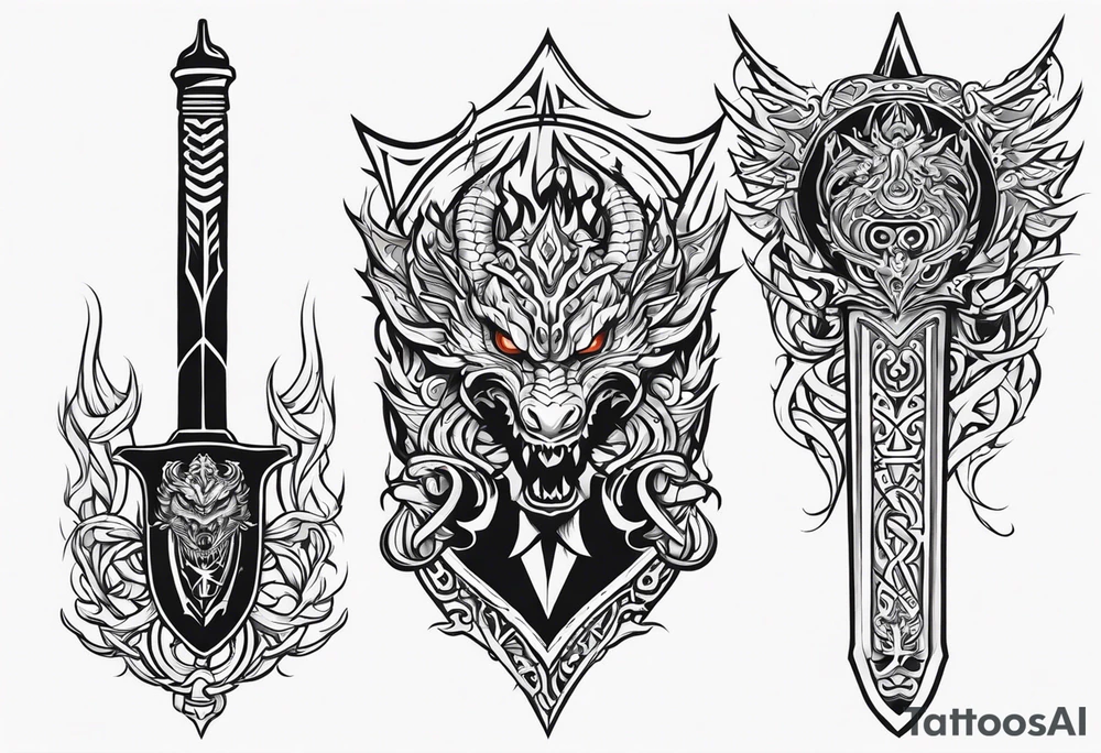 Valhalla sheild dragon sword tattoo idea