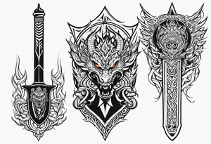 Valhalla sheild dragon sword tattoo idea