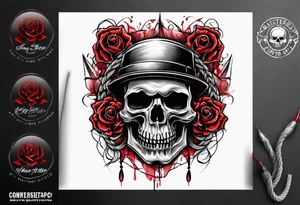 Broken skull red smoke rope tattoo idea