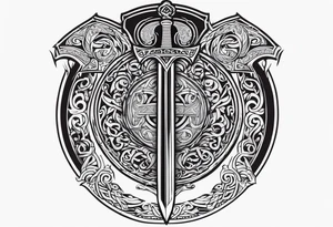 Viking sword Valhalla shield dragon tattoo idea