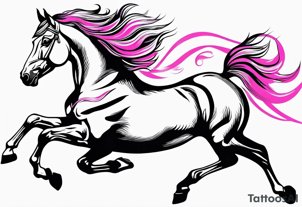 Turn pink ribbon into bucking horse tattoo idea
