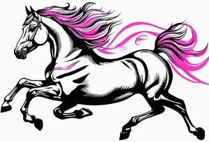 Turn pink ribbon into bucking horse tattoo idea