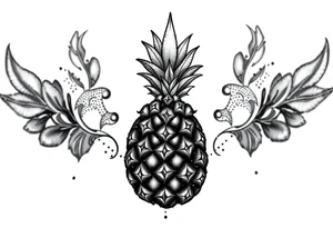 pineapple with diamonds  and magestic, crown, vagina, anus, pubic tattoo idea