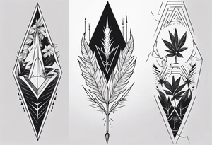 full arm tattoo. scary pointy leaves combined with geometric shapes. whole arm tattoo idea