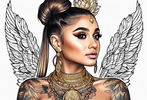 Ariana Grande surrounded in a golden aura tattoo idea