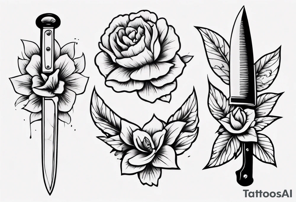 A knife stuck in a flower tattoo idea