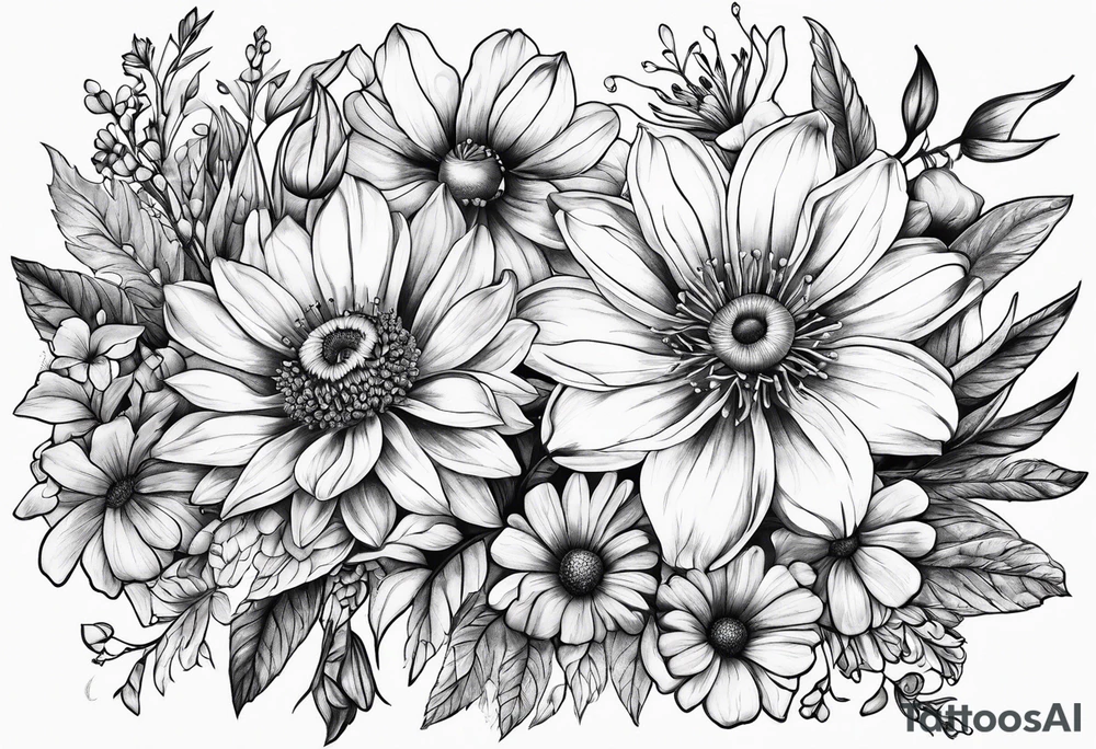 California native wild flowers tattoo idea