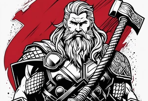 thor with red beard and hammer tattoo idea