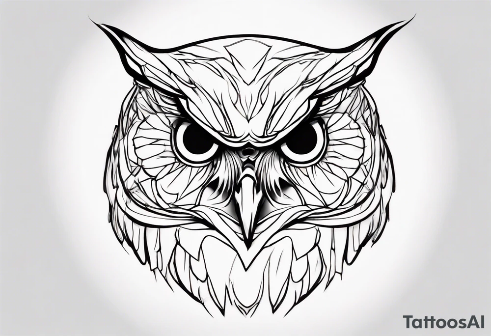 create one line tattoo of a owl head. the line has to start at the buttom and be finished at the top. Has to be really simple and be one-line that is connected tattoo idea