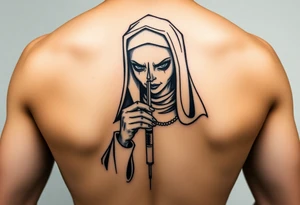 A bad nun junkie with a syringe tattoo idea