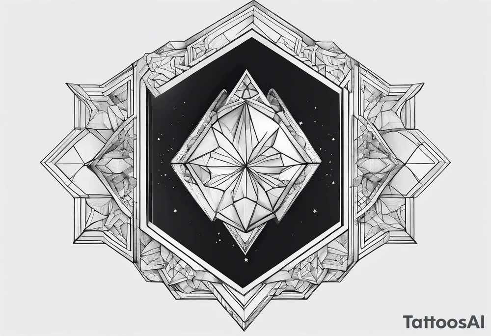 hexagon chest heart tattoo idea