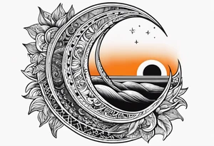 The sun covering half of the moon tattoo idea