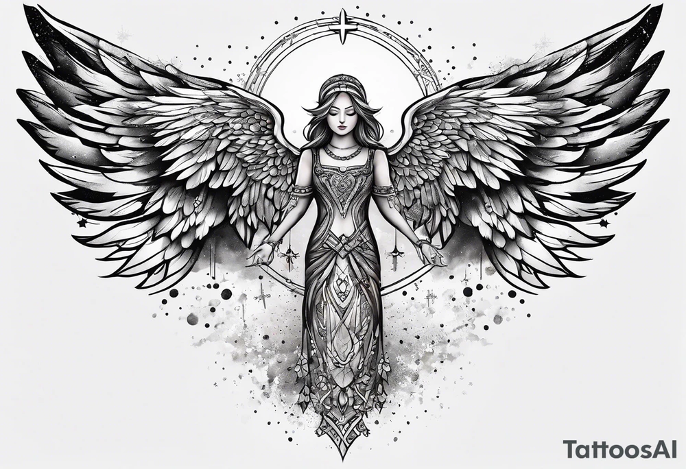 Constellation, Angel wing , snow , cross tattoo idea